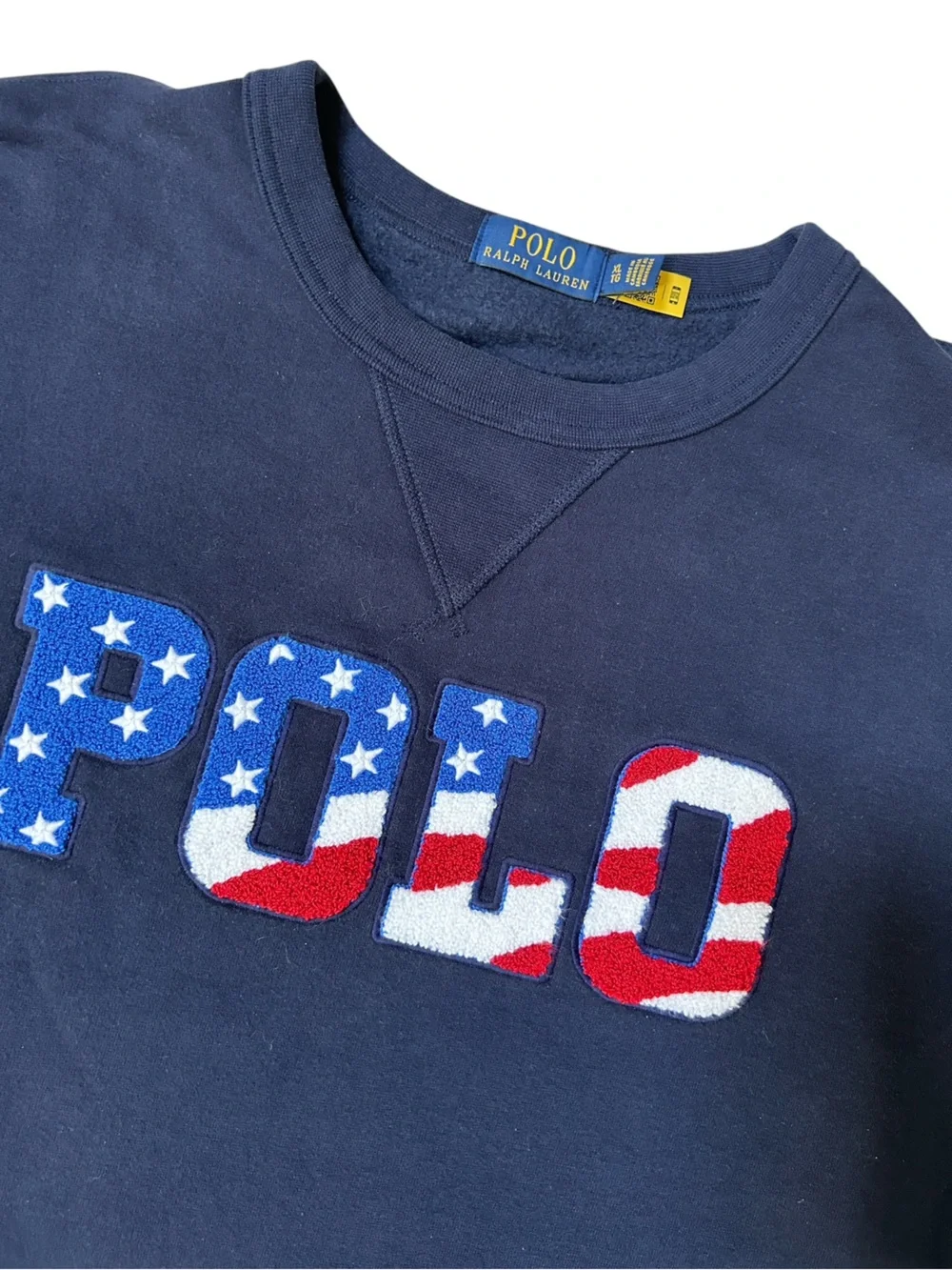 Polo by Ralph Lauren Navy Crewneck Sweatshirt American Flag Size XL